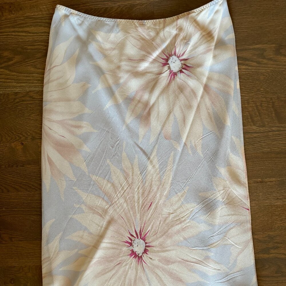 Vintage Banana Republic Floral Silk Skirt Elastic Waist Size 8